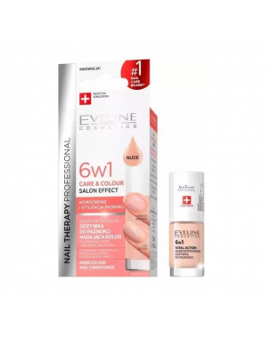 Eveline Soins Ongles 6en1 Care and Color Effet Salon Couleur Nude 5ml