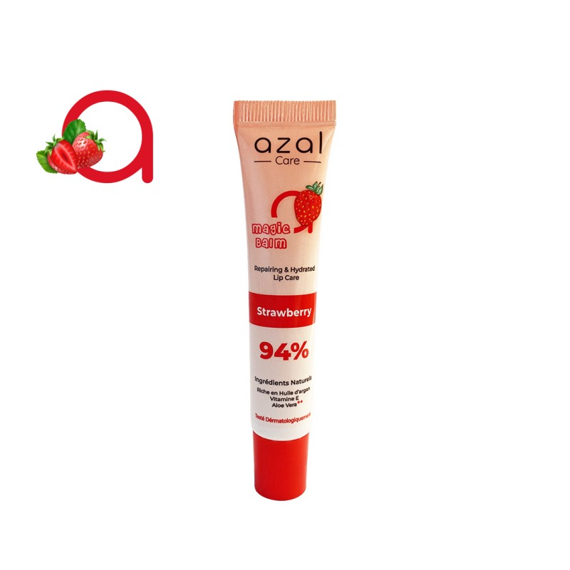 Azal Baume à Lèvres Magic Balm Fraise 15g Riche en Huile d’Argan, Vitamine E et l’Aloe Vera