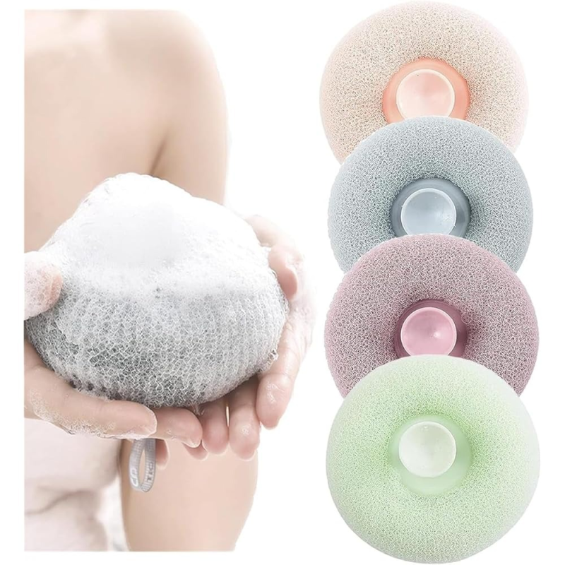 Eponge de Bain Exfoliante Ronde Douche Ultra Douce pour le Bain et Soins du Corps