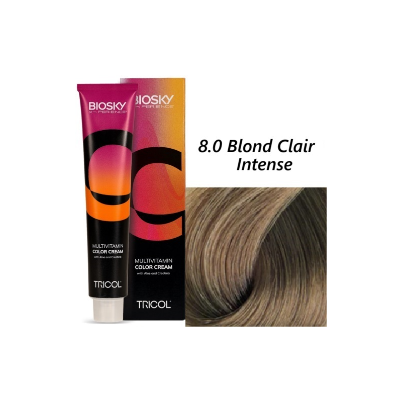 Biosky Color Cream ° 8.0 - Blond Intense Clair - Coloration Cheveux - X-Perience