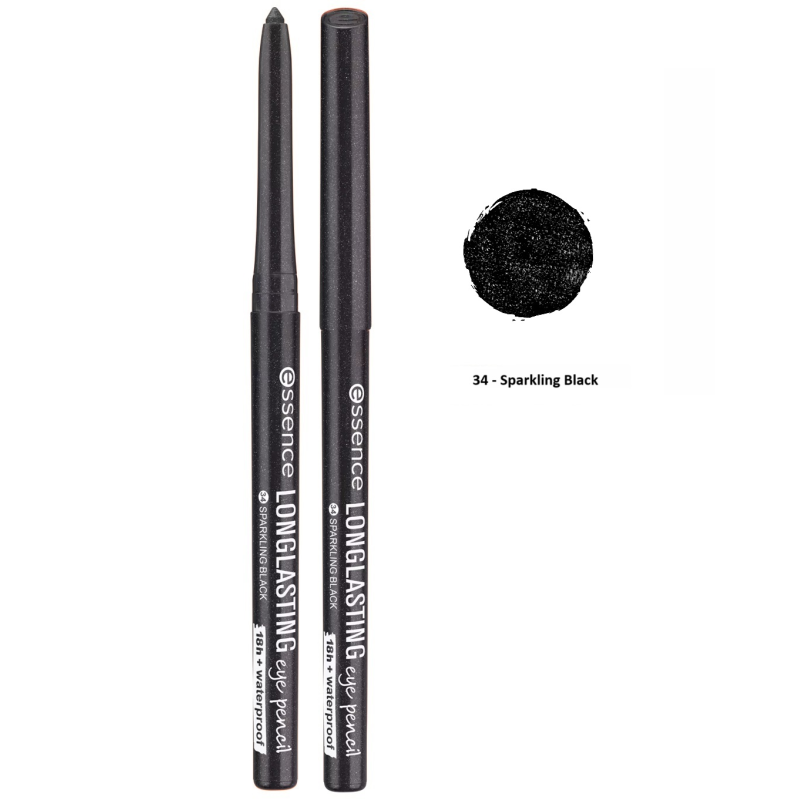 Essence Crayon Long Lasting Eyeliner 34 Sparkling Black Crayon Yeux Waterproof