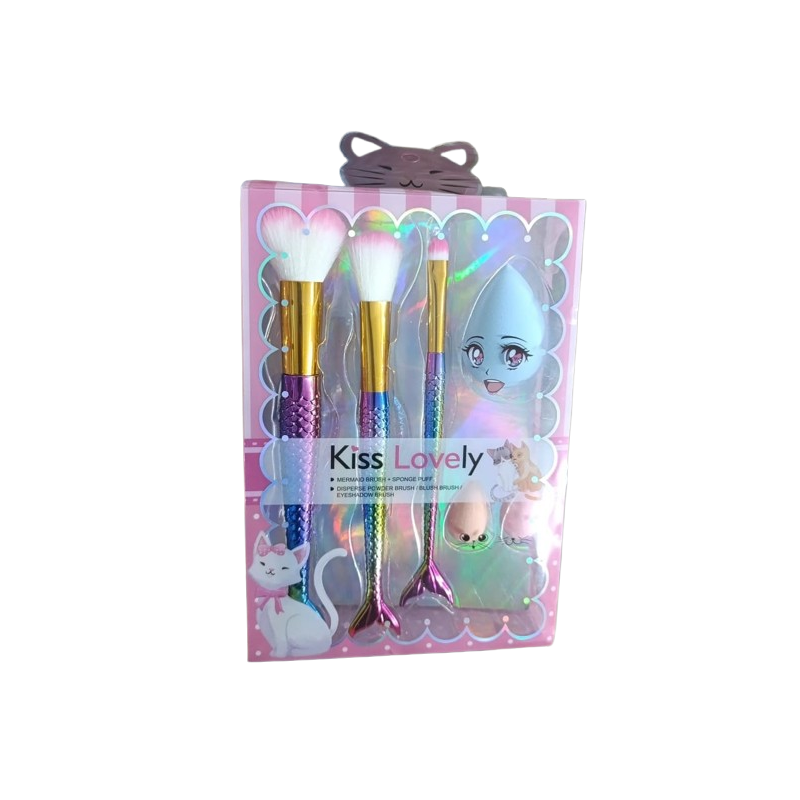 Kiss Lovely Mermaid Pinceaux avec Eponges Beauty Blender