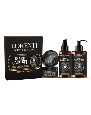 LORENTI Kit Soins Barbe Coffret Beard Kit : Baume de Soins + Huile de Barbe 100ml + Shampoing Barbe 200ml