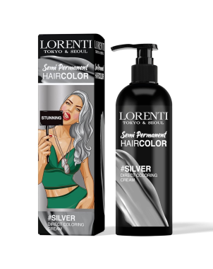 LORENTI Coloration Semi Permanente Silver 250ml Teinture Crème Colorante Longue Tenue