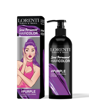 LORENTI Coloration Semi Permanente Violet 250ml Teinture Crème Colorante Longue Tenue