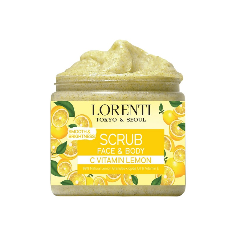 LORENTI Scrub Vitamine C 500ml Gommage Visage et Corps Citron