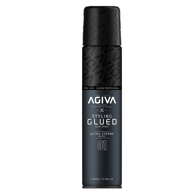 AGIVA Hair Styling Spray Glued Black 01 400ml Spray Coiffant Noir Tenue Extra Forte et Brillance