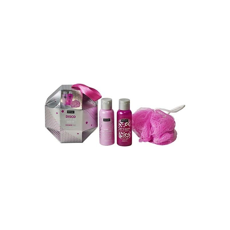 Sence Coffret Shower Trio 3pcs Coffret Cadeau pour Femme : Gel Douche 50ml + Crème de Douche 50ml + Eponge Corporelle