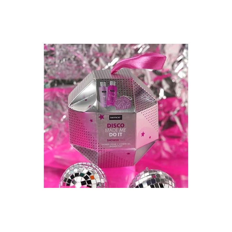 Sence Coffret Shower Trio 3pcs Coffret Cadeau pour Femme : Gel Douche 50ml + Crème de Douche 50ml + Eponge Corporelle