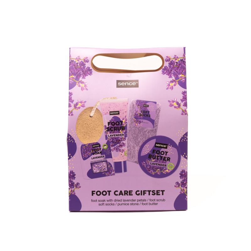 Sence Coffret Foot Care Gift Set 5pcs Soins Pieds : Gommage Pieds + Beurre de Pieds + Chaussettes Douces + Sel de Bains Pieds