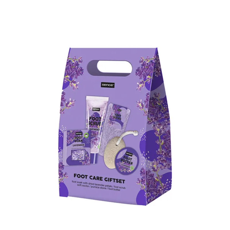 Sence Coffret Foot Care Gift Set 5pcs Soins Pieds : Gommage Pieds + Beurre de Pieds + Chaussettes Douces + Sel de Bains Pieds