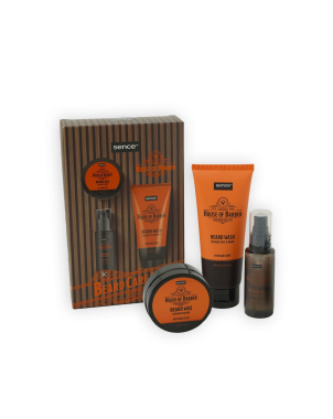 Sence Coffret Beard Care Kit 3pcs Soins Barbe pour Homme : Cire Barbe 50g + Shampoing Barbe 150ml + Huile Barbe 50ml