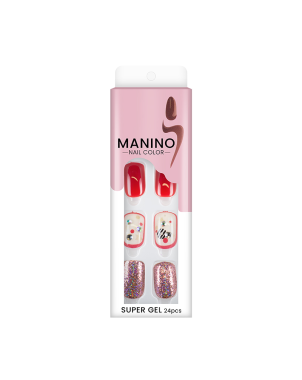 Manino Faux Ongles Mains Press On Colorés avec Relief 30pcs