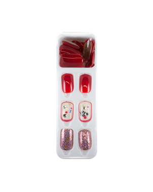 Manino Faux Ongles Mains Press On Colorés avec Relief 30pcs