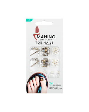 Manino Faux Ongles Pieds Press On Orteils Colorés avec Diamond 24pcs
