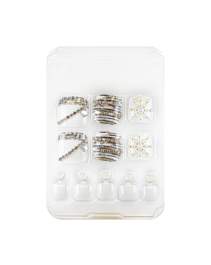 Manino Faux Ongles Pieds Press On Orteils Colorés avec Diamond 24pcs