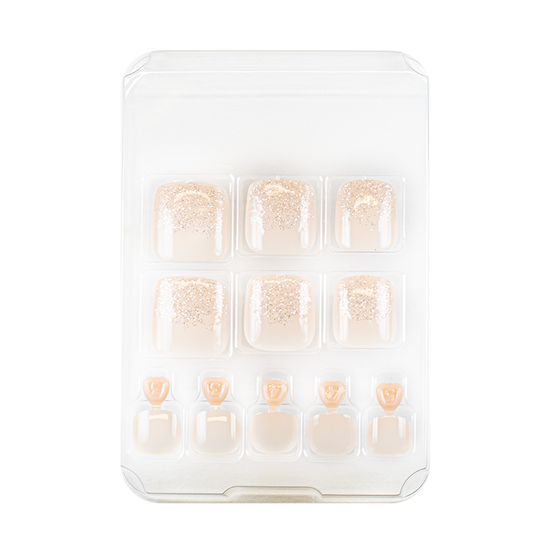 Manino Faux Ongles Pieds Press On Orteils Colorés avec Diamond 24pcs