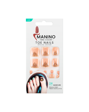 Manino Faux Ongles Pieds Press On Orteils Colorés avec Motif 24pcs