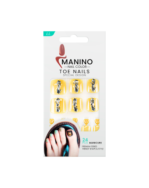 Manino Faux Ongles Pieds Press On Orteils Colorés avec Relief 24pcs