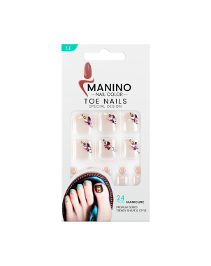 Manino Faux Ongles Pieds Press On Orteils Colorés avec Relief 24pcs