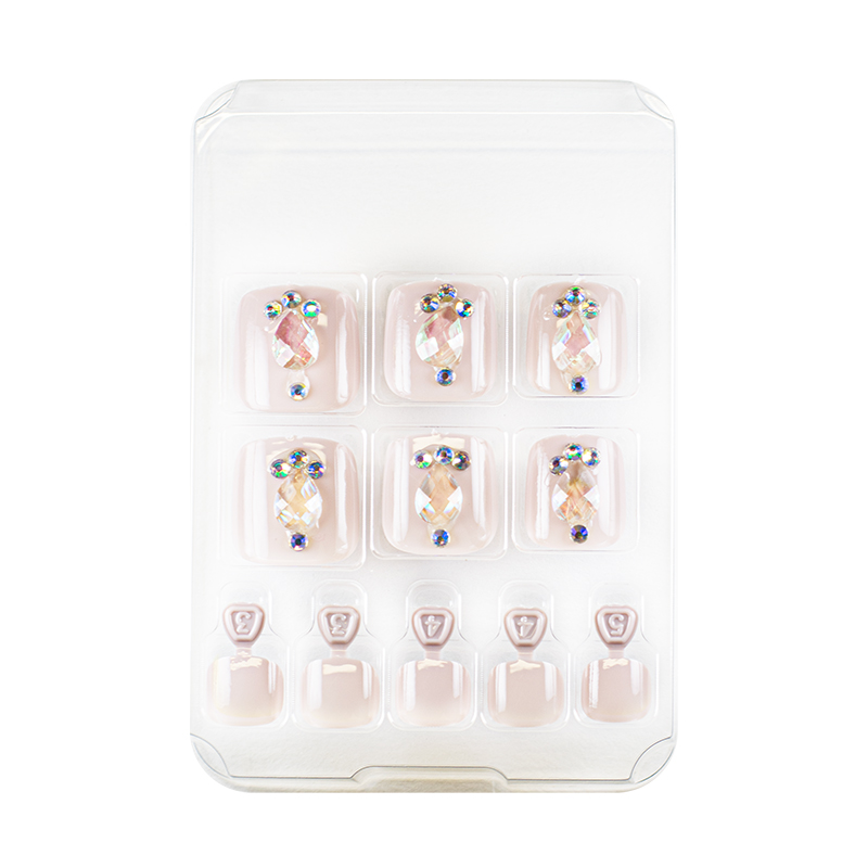 Manino Faux Ongles Pieds Press On Orteils Colorés avec Relief 24pcs