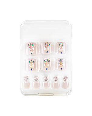 Manino Faux Ongles Pieds Press On Orteils Colorés avec Relief 24pcs
