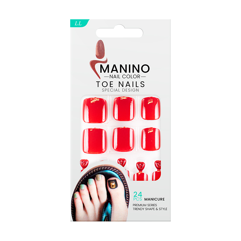 Manino Faux Ongles Pieds Press On Orteils Colorés 24pcs