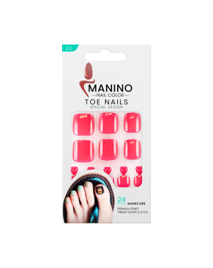 Manino Faux Ongles Pieds Press On Orteils Colorés 24pcs