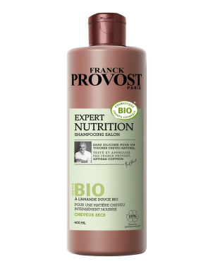 Franck Provost Shampoing Expert Nutrition Bio 400ml Shampoing Professionnel Amandes Douces pour Cheveux Secs