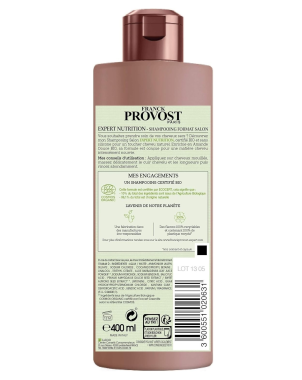 Franck Provost Shampoing Expert Nutrition Bio 400ml Shampoing Professionnel Amandes Douces pour Cheveux Secs