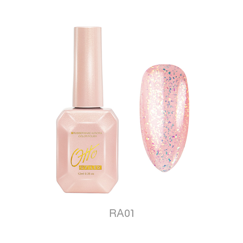 Otto Rubber Base Aurora RA01 12ml Base Gel Colorée Pailleté