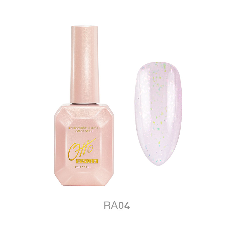 Otto Rubber Base Aurora RA04 12ml Base Gel Colorée Pailleté