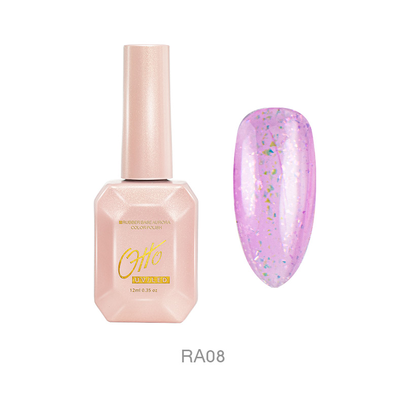Otto Rubber Base Aurora RA08 12ml Base Gel Colorée Pailleté