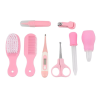 kit-soins-bébé-8-pièces-rose-nouveau-né-nettoyage-toilettage-trousse-biberon-thermoètre-brosse