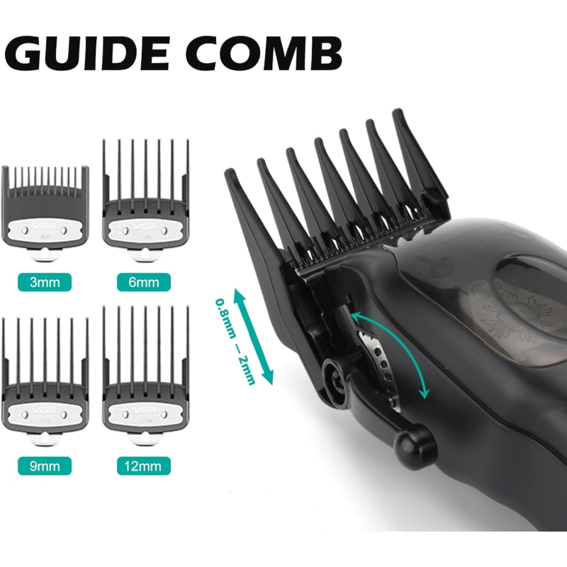 VGR V-269 Tondeuse à Cheveux Pro – Sans Fil, Écran LED, Batterie 2500mAh, USB