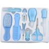 kit-soins-bébé-8-pièces-bleu-nouveau-né-nettoyage-toilettage-trousse-biberon-thermoètre-brosse