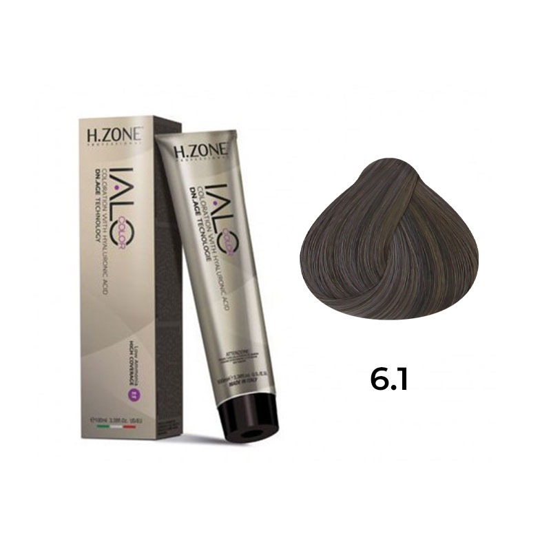 IALO H-ZONE Coloration Permanente 6.1 Blond Foncé Cendré – 100 ml – Couleur Intense & Tenue Longue Durée