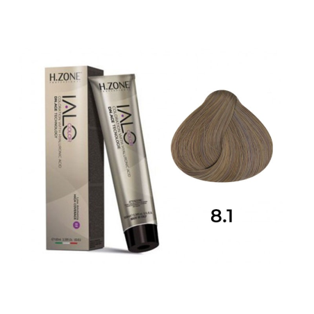 IALO H-ZONE Coloration Permanente 8.1 Blond Clair Cendré – 100 ml – Couleur Intense & Tenue Longue Durée
