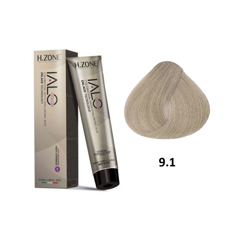 IALO H-ZONE Coloration Permanente 9.1 Blond Très Clair Cendré – 100 ml – Couleur Classique & Tenue Longue Durée