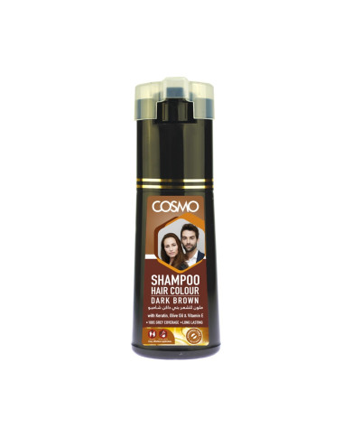 COSMO Shampoing Colorant Brun Foncé 180ml | Kératine, Huile d’Olive & Vitamine E