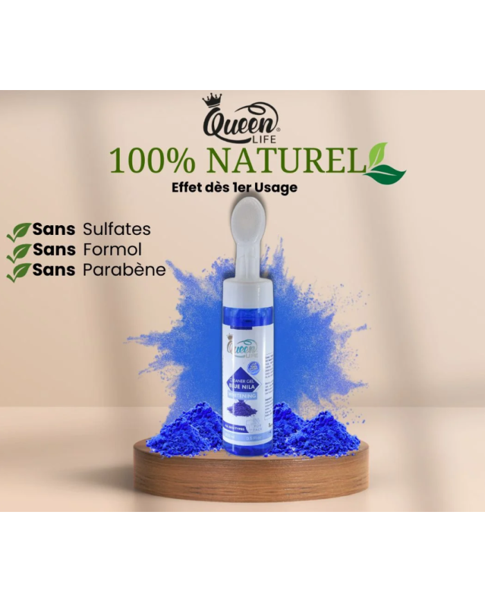 Queen Life Gel Nettoyant Nila Bleu 200ml | Anti-Taches, Purifiant & Éclat Visage