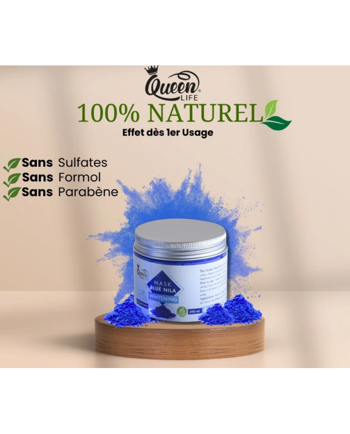 Queen Life Masque Nila Bleu 150 g | Éclaircissant, Hydratant & Revitalisant Visage