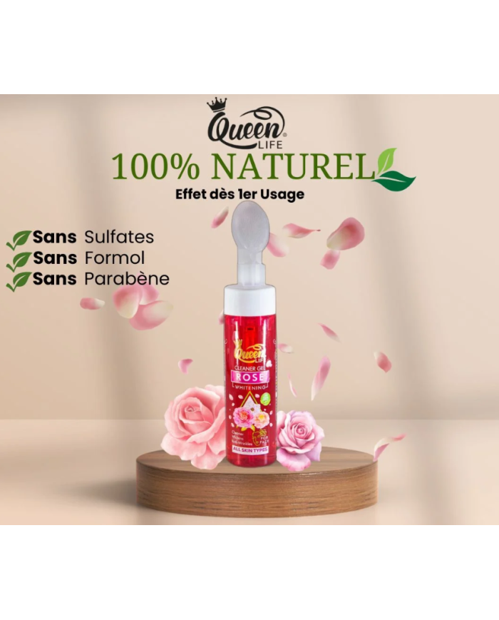 Queen Life Gel Nettoyant Moussant Rose 200 ml | Éclaircissant & Anti-Taches Visage