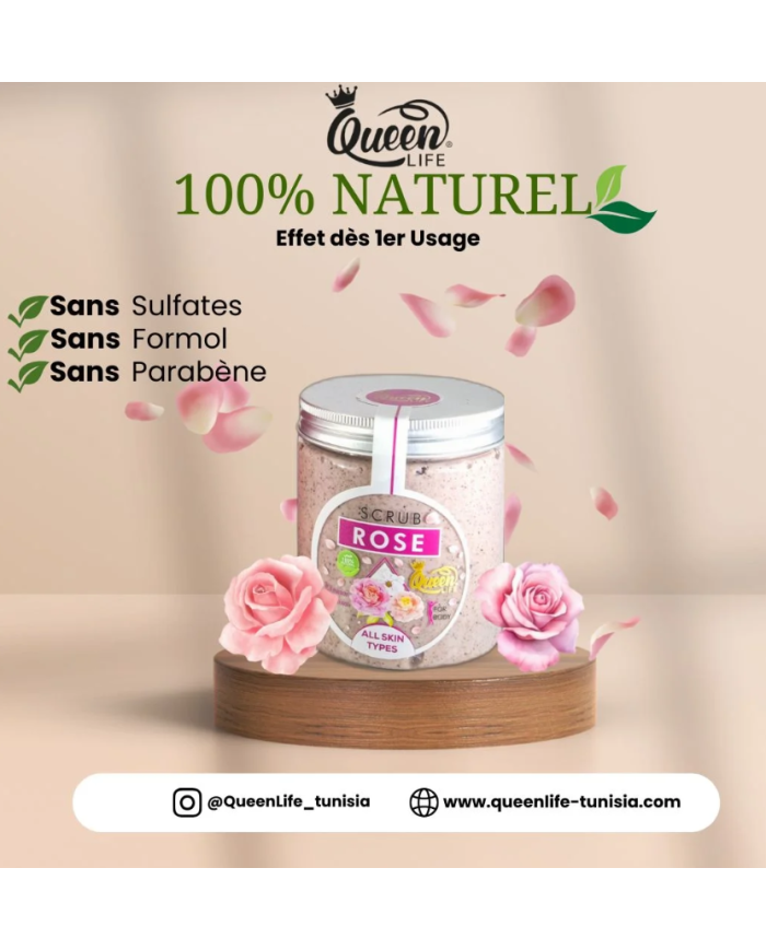 Queen Life Gommage Rose 250g – Éclat & Teint Unifié