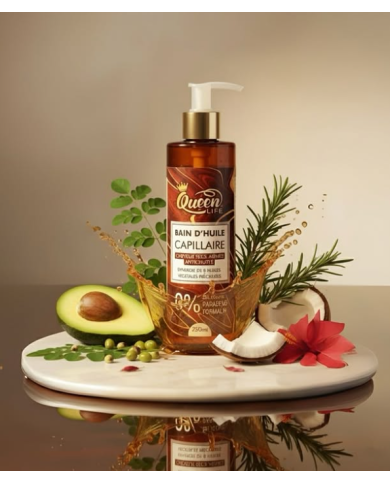 Queen Life Bain d’Huile Cheveux 250ml – 8 Huiles Naturelles pour Nourrir et Réparer