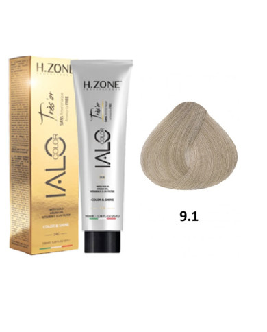 IALO H-ZONE Trés'or Coloration Permanante 9.1 Blond Très Clair Cendré Sans Ammoniaque 100ml